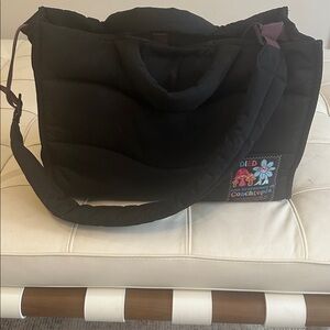 Coach Black Quilted Laptop Bag with Patch